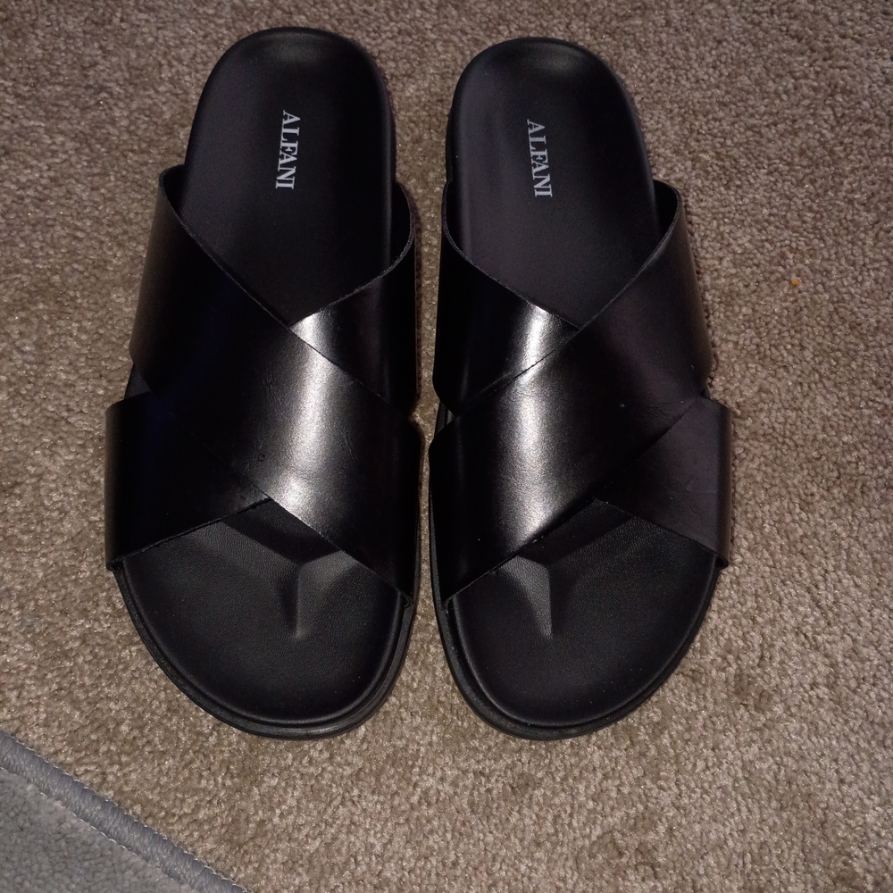 Alfani Black Slide Sandals with Crisscross Straps